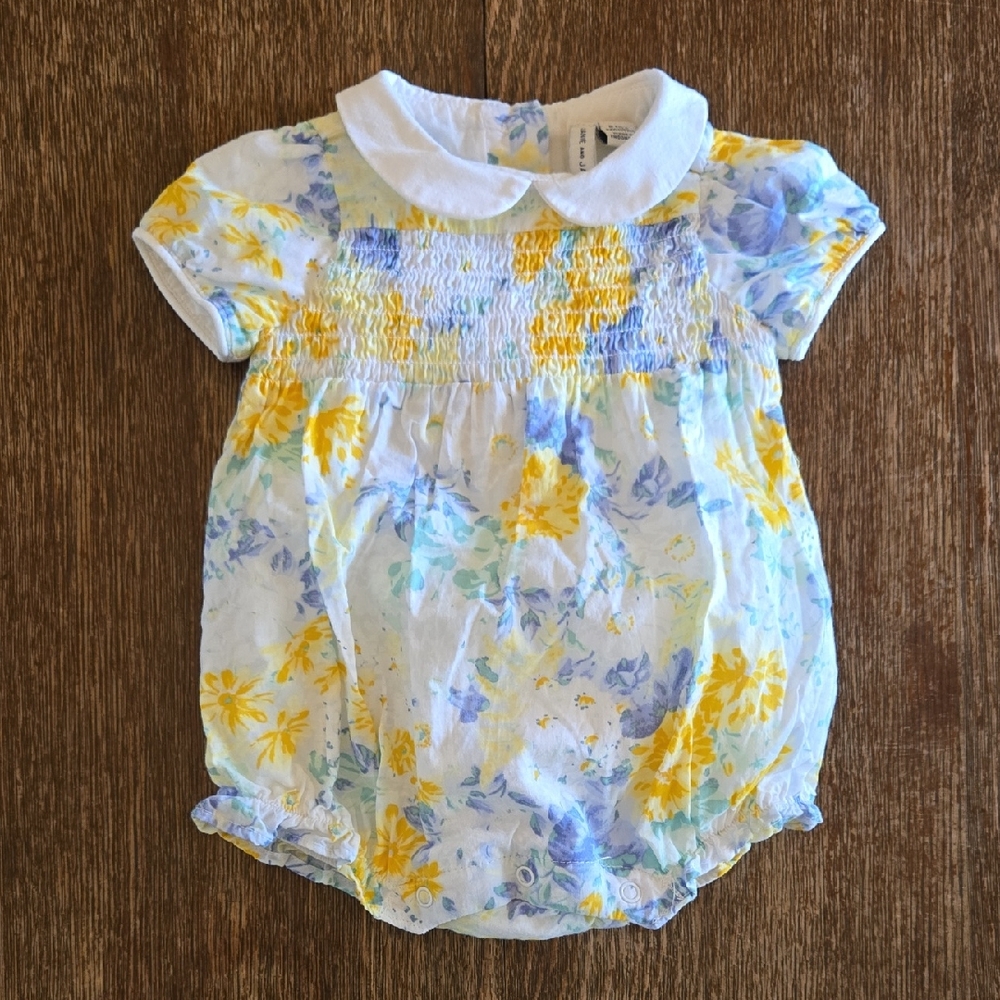 Janie and Jack The Charlotte Smocked Baby Romper, Size 0-3 Months